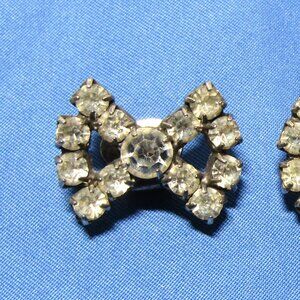 Vintage Rhinestone Bow Shoe Clips set of 2 - 1 inch